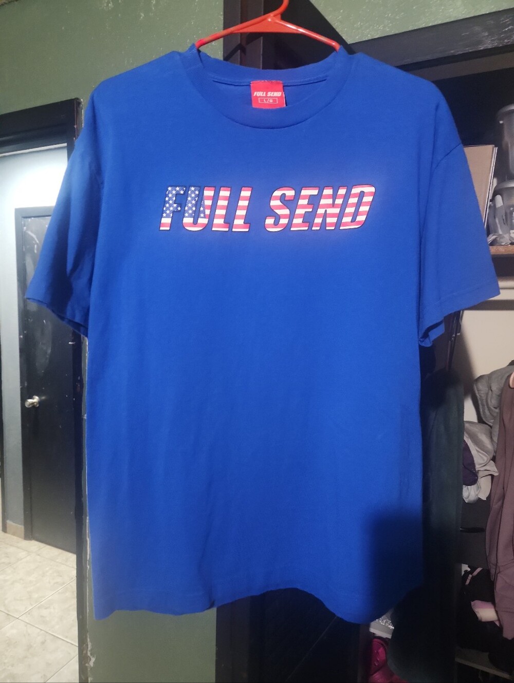 Full Send Shirt Mens Large Blue Graphic USA 🇺🇸 Logo Nelk Boys Short Sleeve
